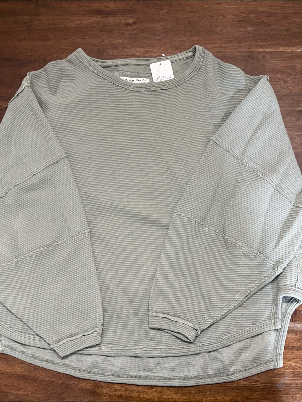 We the Free Sage Ribbed Pullover Sweatshirt